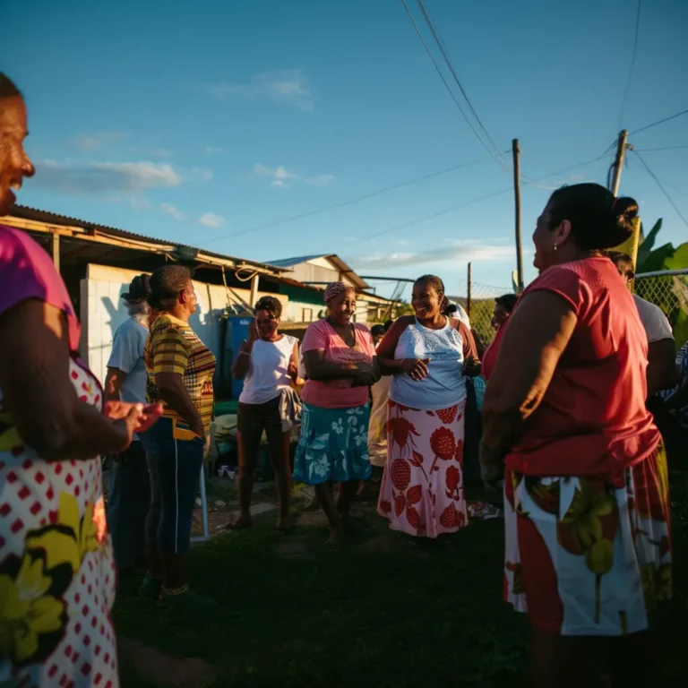 An image of a community celebrating progress in the donation management process