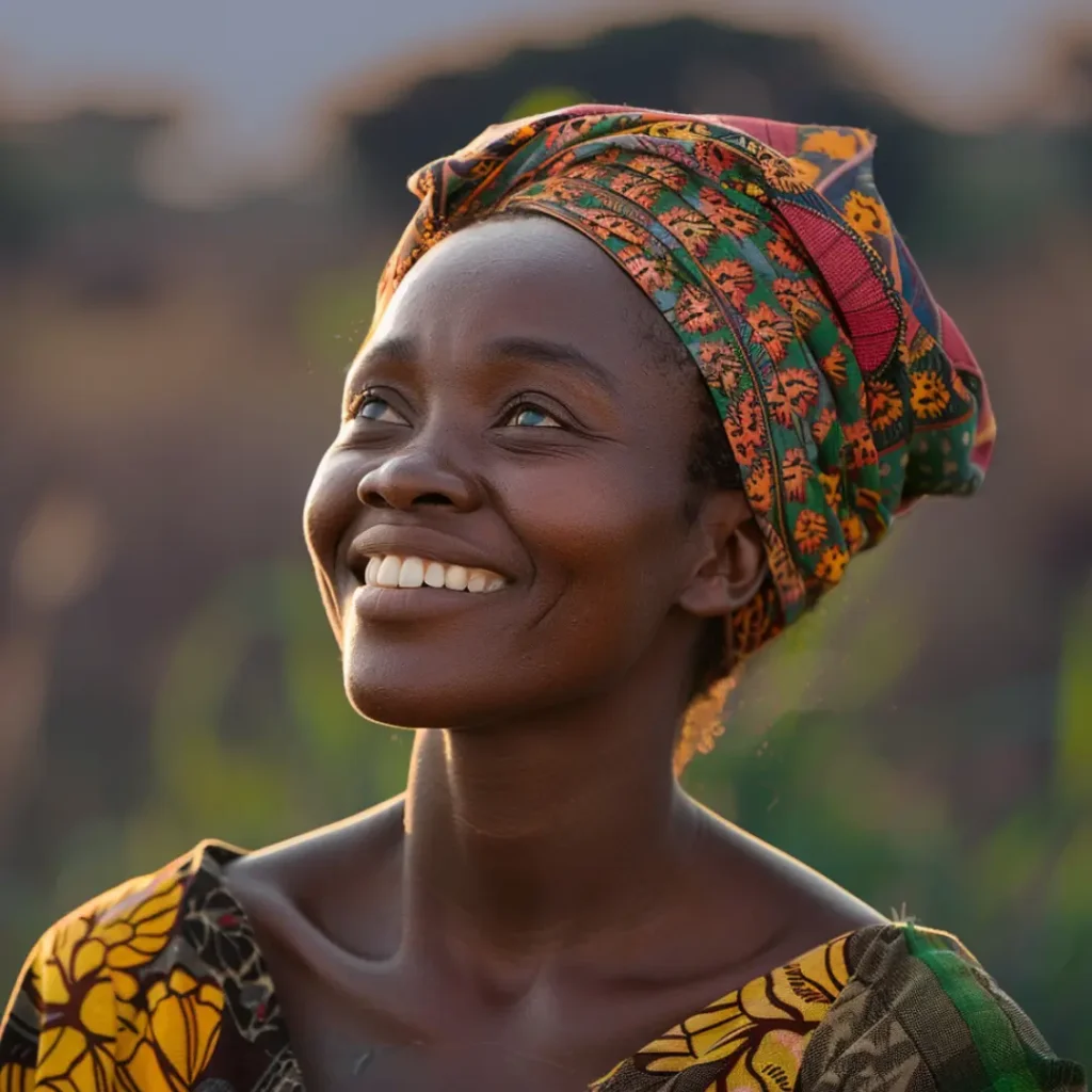 A person smiling after their community is empowered