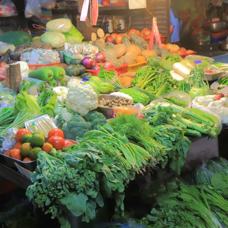 fresh vegetables showcased by a local business